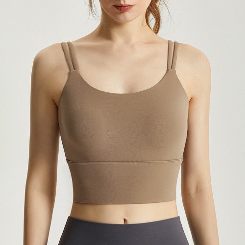 新品細肩帶運動內衣一體式固定胸墊防震跑步速乾美背健身吊帶背心 新品細肩帶運動內衣一體式固定胸墊防震跑步速乾美背健身吊帶背心