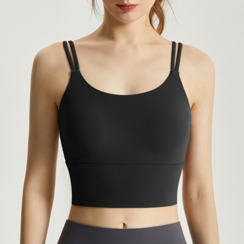 新品細肩帶運動內衣一體式固定胸墊防震跑步速乾美背健身吊帶背心 新品細肩帶運動內衣一體式固定胸墊防震跑步速乾美背健身吊帶背心