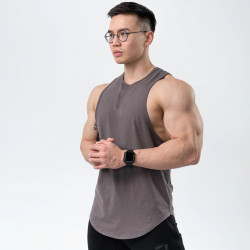 純色棉質運動背心男透氣訓練無袖肌肉男跑步背心修身彈力健身衣夏