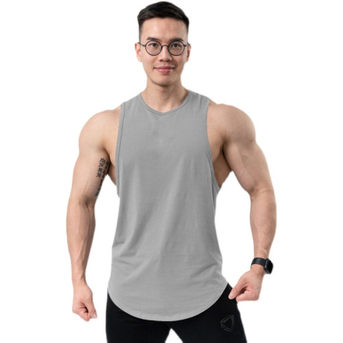 純色棉質運動背心男透氣訓練無袖肌肉男跑步背心修身彈力健身衣夏 純色棉質運動背心男透氣訓練無袖肌肉男跑步背心修身彈力健身衣夏