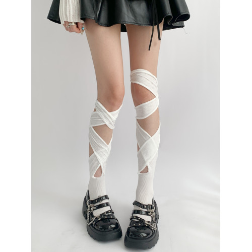 夜間教習室黑色小腿襪女夏薄款透氣日系辣妹腿套y2k交叉綁帶襪子 夜間教習室黑色小腿襪女夏薄款透氣日系辣妹腿套y2k交叉綁帶襪子