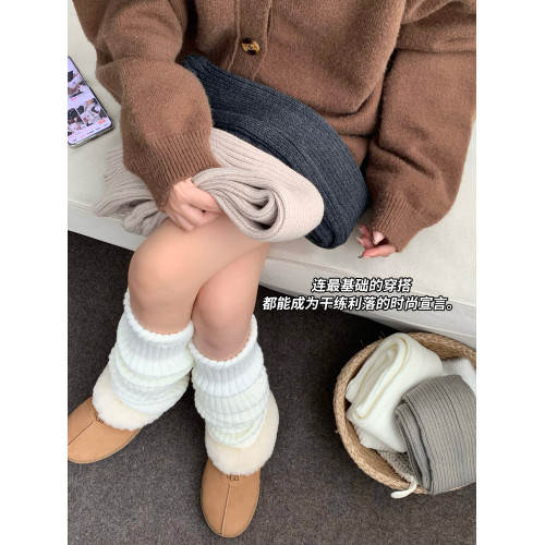 白色針織襪套女士春秋款純棉小腿襪保暖堆堆襪冬天配雪地靴長筒襪 白色針織襪套女士春秋款純棉小腿襪保暖堆堆襪冬天配雪地靴長筒襪