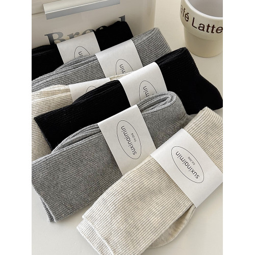 堆堆襪子女中筒襪春秋款純色日系ins韓版竪紋顯瘦咖色秋冬中長筒 堆堆襪子女中筒襪春秋款純色日系ins韓版竪紋顯瘦咖色秋冬中長筒