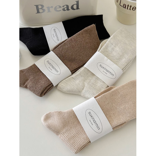 堆堆襪子女中筒襪春秋款純色日系ins韓版竪紋顯瘦咖色秋冬中長筒 堆堆襪子女中筒襪春秋款純色日系ins韓版竪紋顯瘦咖色秋冬中長筒