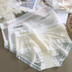 冰絲內褲女士無痕中腰夏季薄款純棉抗菌襠透氣速乾面膜少女生短褲