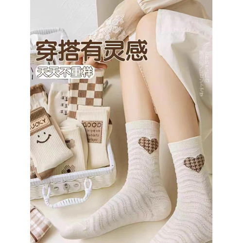 襪子女ins潮百搭高顔值森系中筒襪秋冬新款白色學生甜欲風長筒襪 襪子女ins潮百搭高顔值森系中筒襪秋冬新款白色學生甜欲風長筒襪