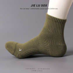 春秋男士運動頭跟毛圈跑步健身襪子羽毛球中筒棉襪分左右腳純棉