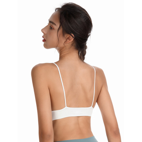 法式歐美三角杯背心式文胸無鋼圈無痕細肩帶運動睡眠內衣瑜珈純色 法式歐美三角杯背心式文胸無鋼圈無痕細肩帶運動睡眠內衣瑜珈純色