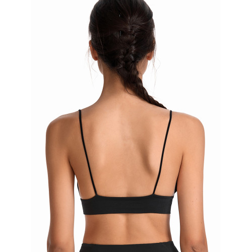 法式歐美三角杯背心式文胸無鋼圈無痕細肩帶運動睡眠內衣瑜珈純色 法式歐美三角杯背心式文胸無鋼圈無痕細肩帶運動睡眠內衣瑜珈純色