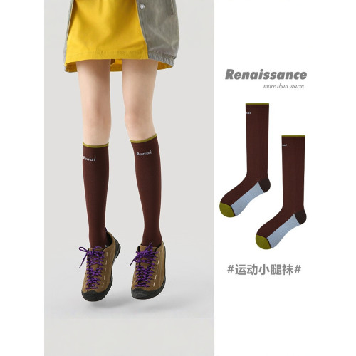 Renaissance壓力運動襪子女健身中筒跑步跳繩瑜珈瘦腿壓縮小腿襪