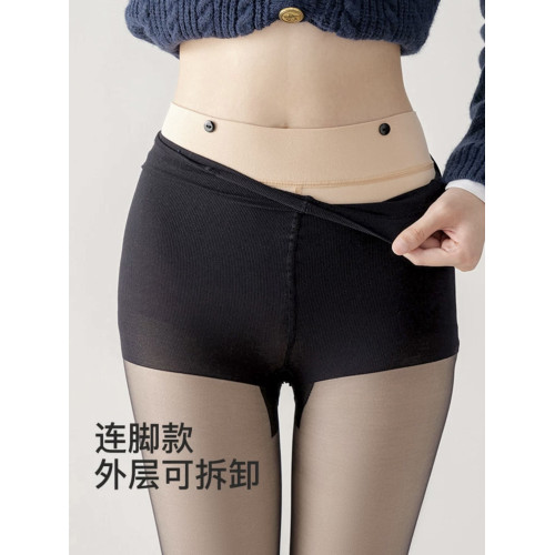 林中有鹿 【紐釦款加絨黑絲】超自然黑透膚女雙層打底褲秋冬裸感 林中有鹿 【紐釦款加絨黑絲】超自然黑透膚女雙層打底褲秋冬裸感