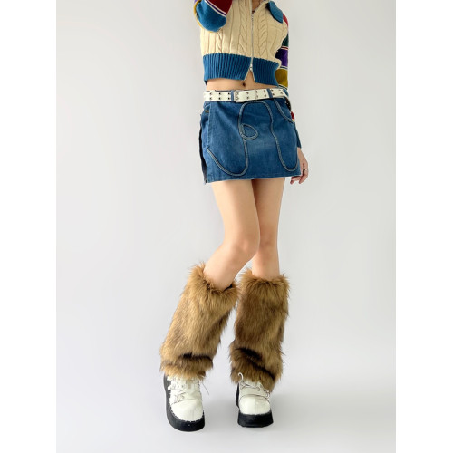 西部牛仔風毛毛腿套棕色復古辣妹仿皮草襪套歐美長毛靴襪保暖顯瘦 西部牛仔風毛毛腿套棕色復古辣妹仿皮草襪套歐美長毛靴襪保暖顯瘦