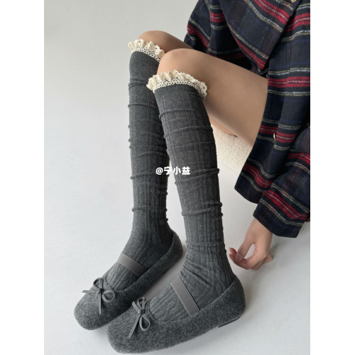 甯小益花邊過膝襪子女秋冬法式甜美lolita高筒堆堆棉襪竪條長筒襪 甯小益花邊過膝襪子女秋冬法式甜美lolita高筒堆堆棉襪竪條長筒襪