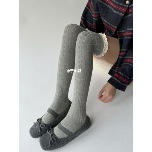 甯小益花邊過膝襪子女秋冬法式甜美lolita高筒堆堆棉襪竪條長筒襪 甯小益花邊過膝襪子女秋冬法式甜美lolita高筒堆堆棉襪竪條長筒襪