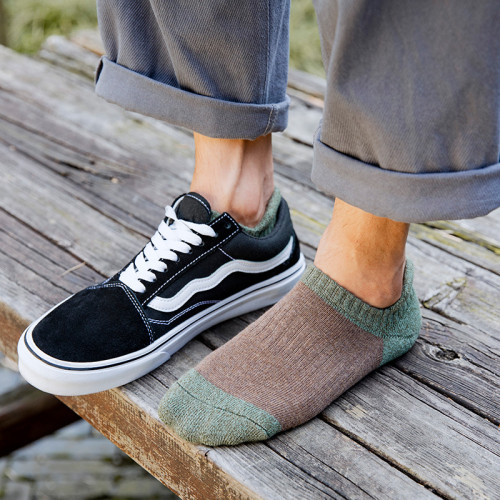 男秋冬季毛巾底加厚運動短襪 純棉吸汗防臭運動襪子 跑步短筒船襪