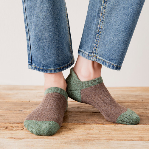 男秋冬季毛巾底加厚運動短襪 純棉吸汗防臭運動襪子 跑步短筒船襪