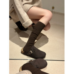 日系小腿靴襪春秋長筒美拉德堆堆襪JK純色白色堆堆襪顯瘦配騎士靴