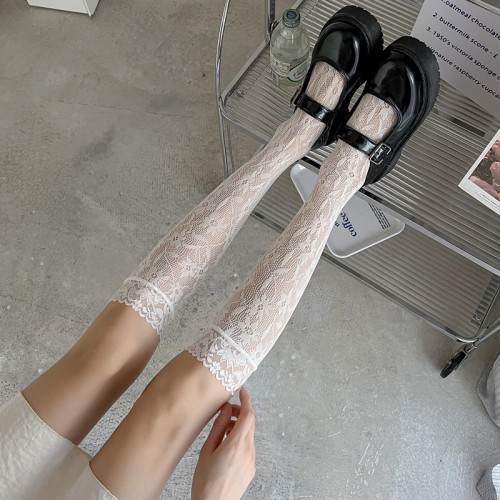 日系jk白色小腿襪女春夏季超薄蕾絲花邊黑色中筒襪奶白色堆堆襪子 日系jk白色小腿襪女春夏季超薄蕾絲花邊黑色中筒襪奶白色堆堆襪子