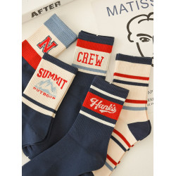 襪子女秋冬運動風中筒襪韓版ins潮女士長襪精梳棉日系春秋季中腰