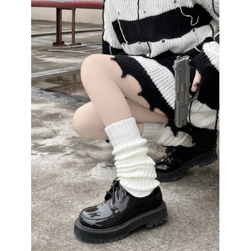 針織襪套jk白色襪子女日系秋冬y2k辣妹腿套lolita長筒毛線堆堆襪 針織襪套jk白色襪子女日系秋冬y2k辣妹腿套lolita長筒毛線堆堆襪