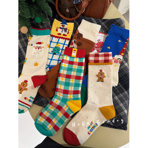 聖誕禮盒襪可愛卡通襪子女中筒襪個性ins潮襪純棉春秋款長襪冬季 聖誕禮盒襪可愛卡通襪子女中筒襪個性ins潮襪純棉春秋款長襪冬季