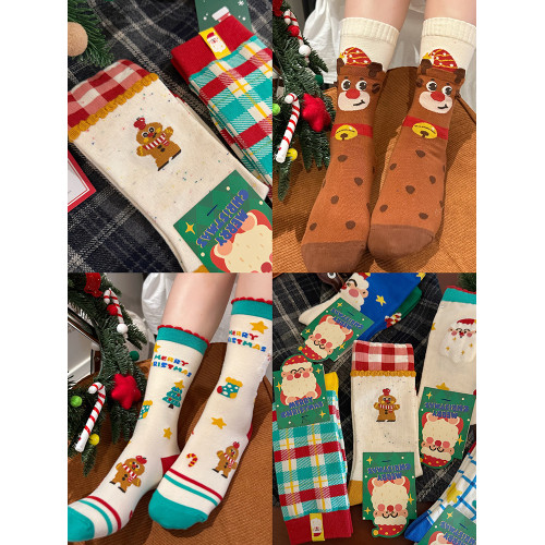 聖誕禮盒襪可愛卡通襪子女中筒襪個性ins潮襪純棉春秋款長襪冬季 聖誕禮盒襪可愛卡通襪子女中筒襪個性ins潮襪純棉春秋款長襪冬季