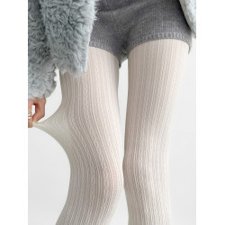 夜間教習室白色連褲襪春秋麻花竪條紋冬季針織堆堆襪套女長筒腿套