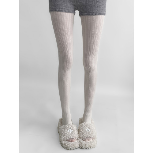 夜間教習室白色連褲襪春秋麻花竪條紋冬季針織堆堆襪套女長筒腿套 夜間教習室白色連褲襪春秋麻花竪條紋冬季針織堆堆襪套女長筒腿套