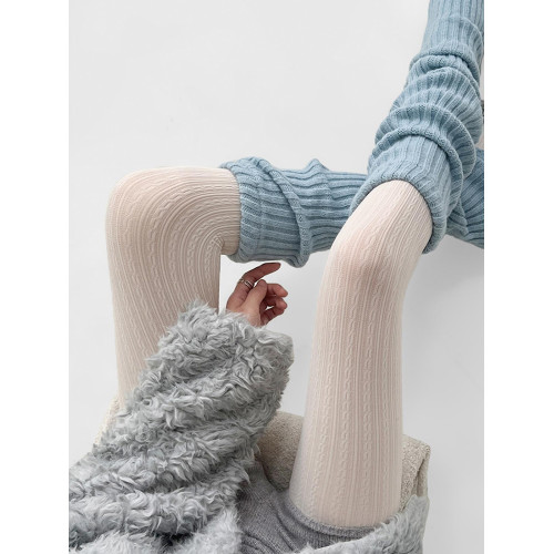 夜間教習室白色連褲襪春秋麻花竪條紋冬季針織堆堆襪套女長筒腿套 夜間教習室白色連褲襪春秋麻花竪條紋冬季針織堆堆襪套女長筒腿套