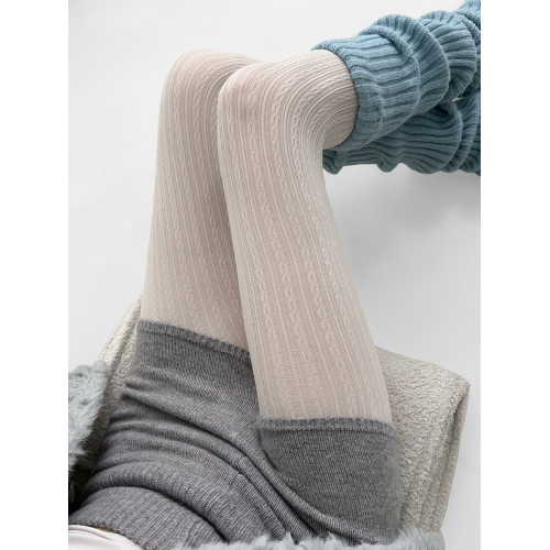 夜間教習室白色連褲襪春秋麻花竪條紋冬季針織堆堆襪套女長筒腿套 夜間教習室白色連褲襪春秋麻花竪條紋冬季針織堆堆襪套女長筒腿套