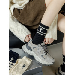 條紋兔子襪子女中筒襪純棉ins潮春秋季日系可愛運動秋冬堆堆長襪