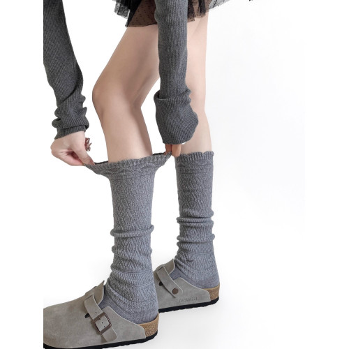 MIU系木耳花邊小腿襪日系鏤空針織中筒襪深灰色甜美少女堆堆長襪 MIU系木耳花邊小腿襪日系鏤空針織中筒襪深灰色甜美少女堆堆長襪