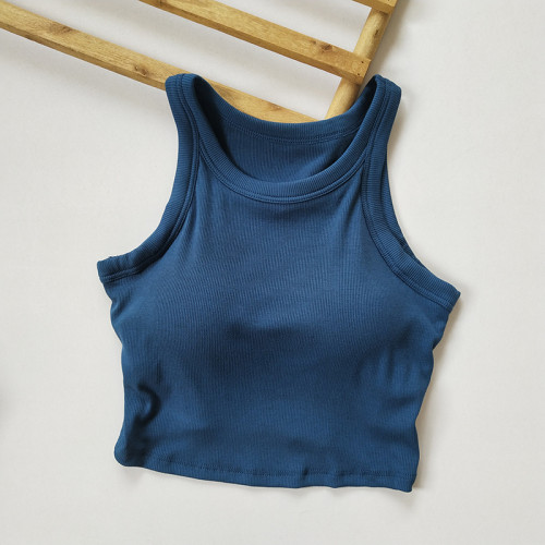 短款露臍小吊帶女夏一體式內搭瑜珈運動背心打底速乾無袖上衣外穿