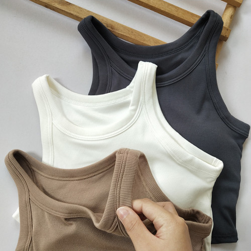 短款露臍小吊帶女夏一體式內搭瑜珈運動背心打底速乾無袖上衣外穿