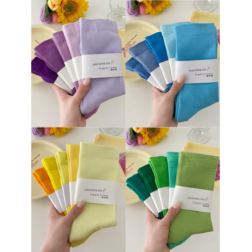 多巴胺襪子女堆堆襪春秋夏天純棉彩色月子襪白色夏季薄款中筒襪 多巴胺襪子女堆堆襪春秋夏天純棉彩色月子襪白色夏季薄款中筒襪