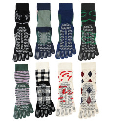 夏季長筒瑜珈襪五指襪普拉提襪子防滑專業女運動襪棉吸汗點膠