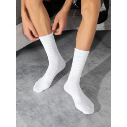 MENXX襪子男長筒襪女襪純棉夏季黑白純色加厚毛巾底中筒男士長襪