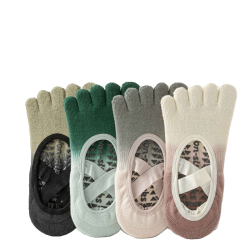 yoga瑜珈襪子女專業防滑漸變綁帶初學者普拉提五指襪夏季運動襪