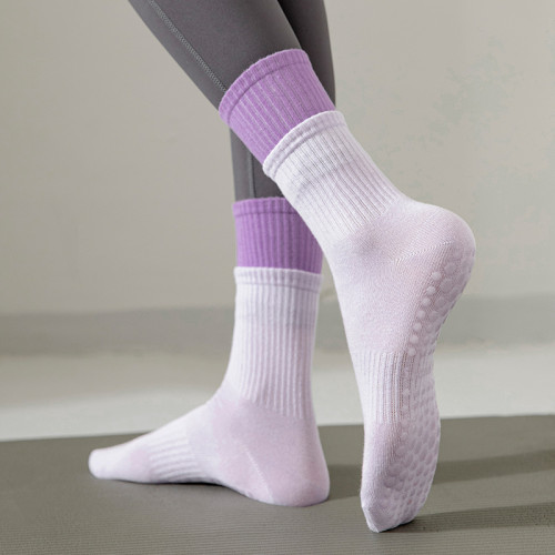 假兩雙瑜珈襪秋冬棉質防滑健身配鯊魚褲運動女中筒地板普拉提襪 假兩雙瑜珈襪秋冬棉質防滑健身配鯊魚褲運動女中筒地板普拉提襪