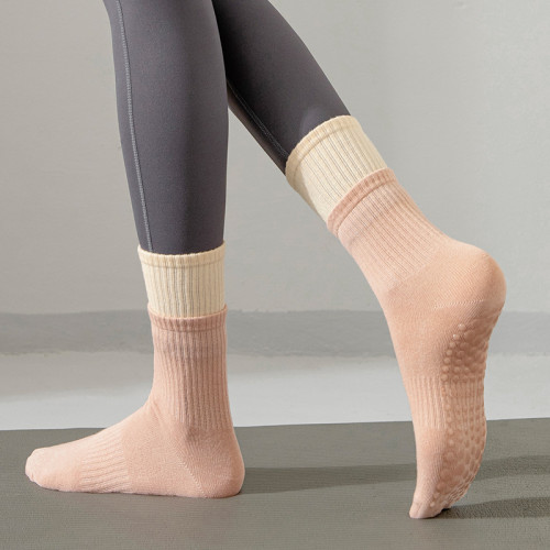 假兩雙瑜珈襪秋冬棉質防滑健身配鯊魚褲運動女中筒地板普拉提襪 假兩雙瑜珈襪秋冬棉質防滑健身配鯊魚褲運動女中筒地板普拉提襪