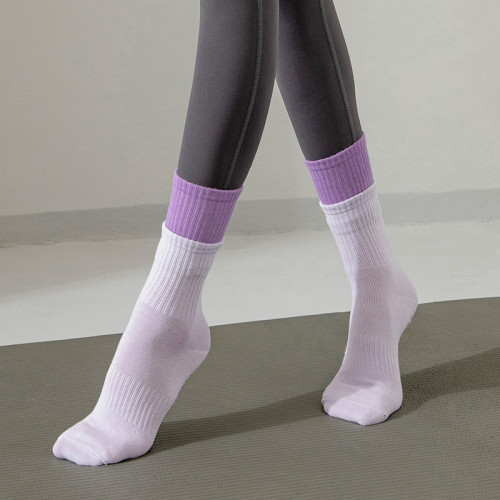 假兩雙瑜珈襪秋冬棉質防滑健身配鯊魚褲運動女中筒地板普拉提襪 假兩雙瑜珈襪秋冬棉質防滑健身配鯊魚褲運動女中筒地板普拉提襪