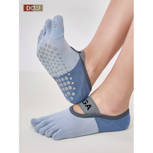 dcw防滑矽膠瑜珈襪普拉提專用運動五指襪跑步訓練透氣健身地板襪
