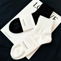 黑白色襪子男夏季薄款男士短襪純棉女襪吸汗防臭毛巾底男生運動襪