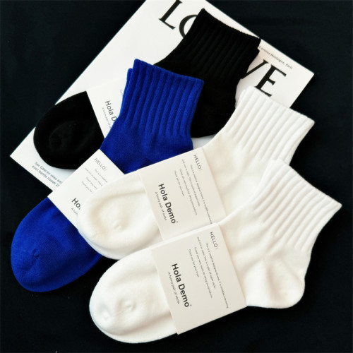 黑白色襪子男夏季薄款男士短襪純棉女襪吸汗防臭毛巾底男生運動襪