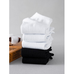 MENXX襪子短襪男船襪秋冬黑白純色防臭加厚毛巾純棉防臭透氣女襪