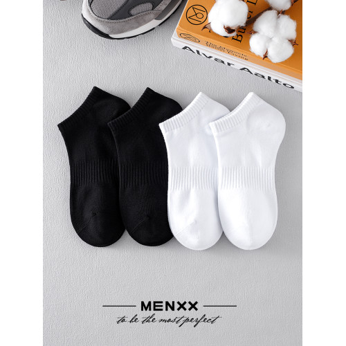 MENXX襪子短襪男船襪秋冬黑白純色防臭加厚毛巾純棉防臭透氣女襪