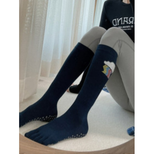 韓國雲朵閃電印花百搭中長款分指專業矽膠防滑小腿襪長筒瑜珈襪 韓國雲朵閃電印花百搭中長款分指專業矽膠防滑小腿襪長筒瑜珈襪