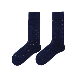 oceanwings 男士商務休閒經典黑白波點中筒襪正裝皮鞋黑色男襪