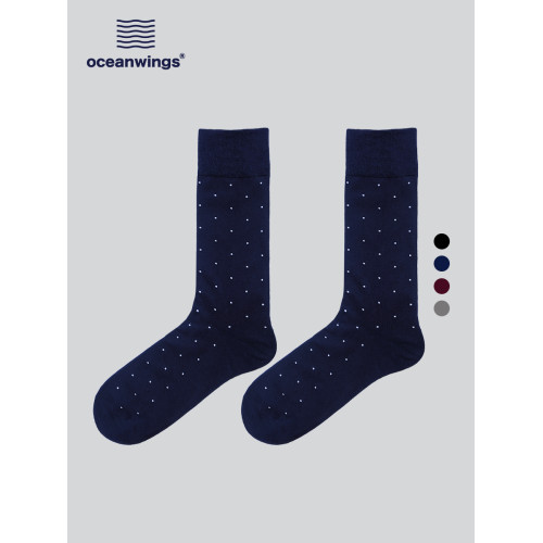 oceanwings 男士商務休閒經典黑白波點中筒襪正裝皮鞋黑色男襪 oceanwings 男士商務休閒經典黑白波點中筒襪正裝皮鞋黑色男襪