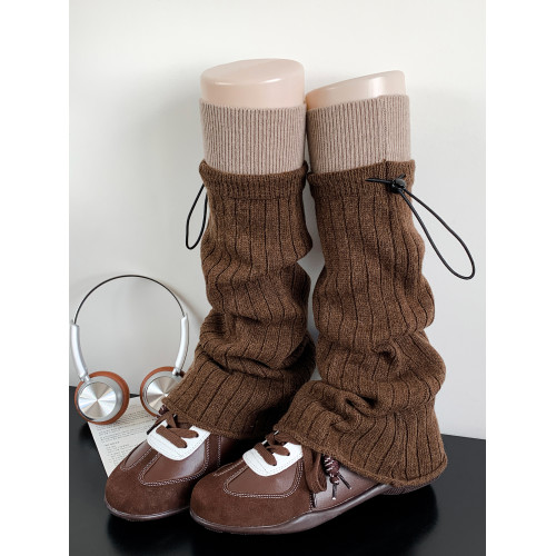 復古美拉德咖啡色襪套女秋冬季撞色y2k腿套卡其色濶腿小腿堆堆襪 復古美拉德咖啡色襪套女秋冬季撞色y2k腿套卡其色濶腿小腿堆堆襪